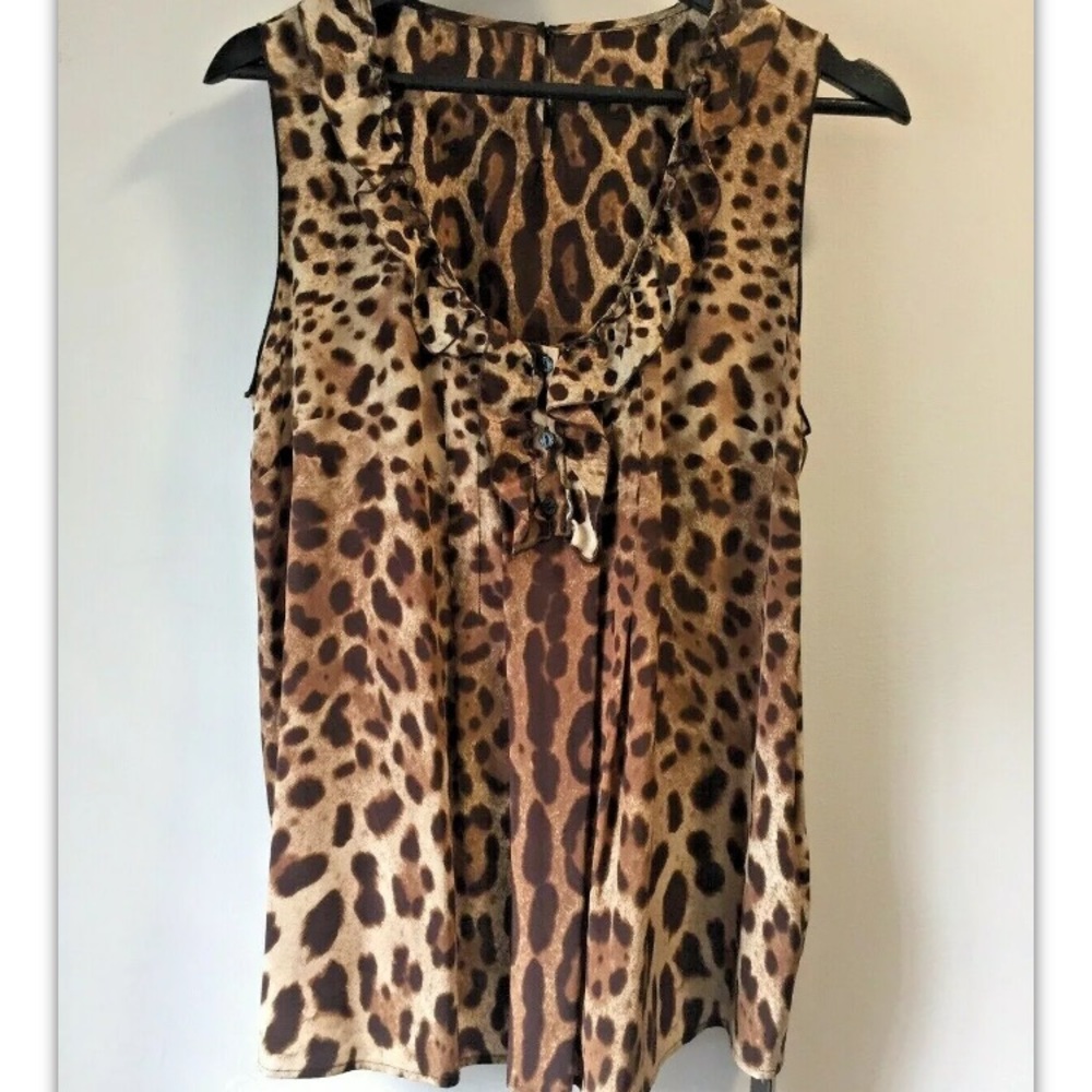 DOLCE & GABBANA Leopard Animal Print Silk Top 44